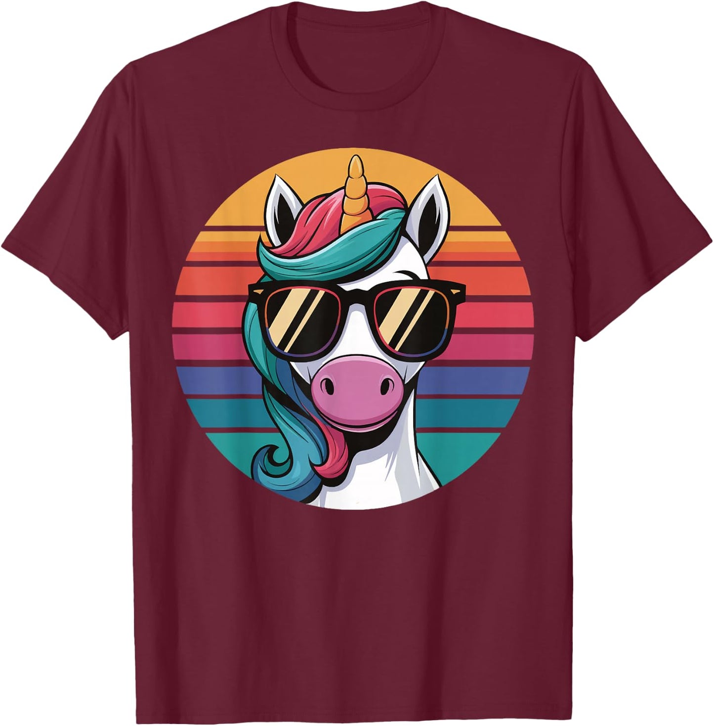 Unicorn Sunglasses Retro T-Shirt - T-Shirt | Maroon