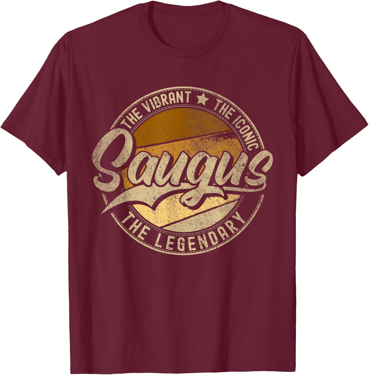 Saugus MA | Massachusetts | Vintage Distressed T-Shirt - T-Shirt | Maroon