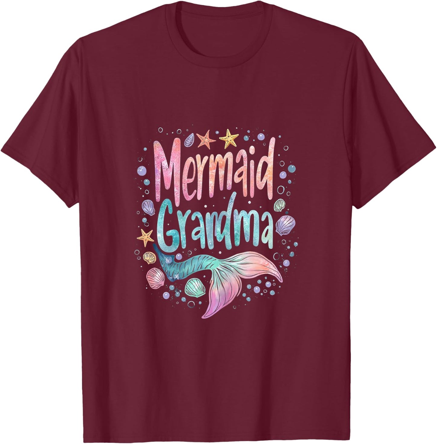 Mermaid Grandma T-Shirt - T-Shirt | Maroon