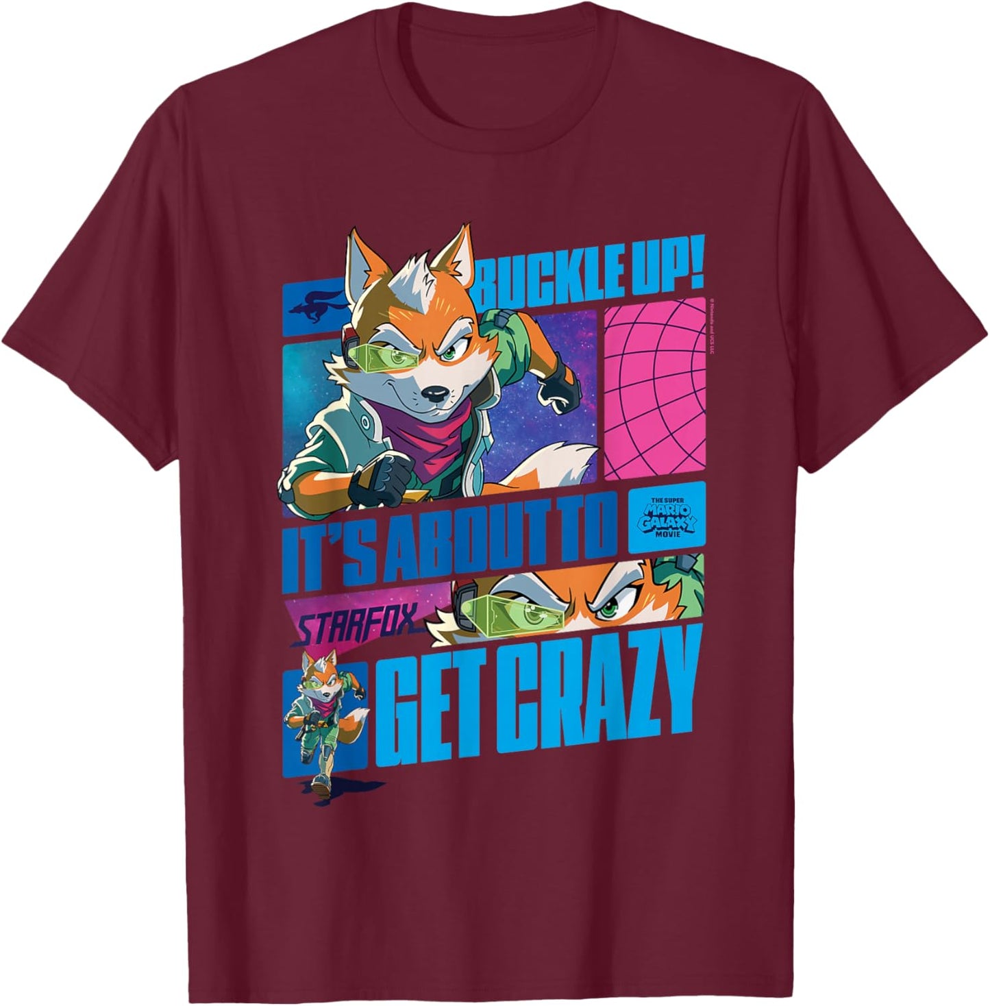 The Super Mario Galaxy Movie Starfox Buckle Up Action T-Shirt - T-Shirt | Maroon