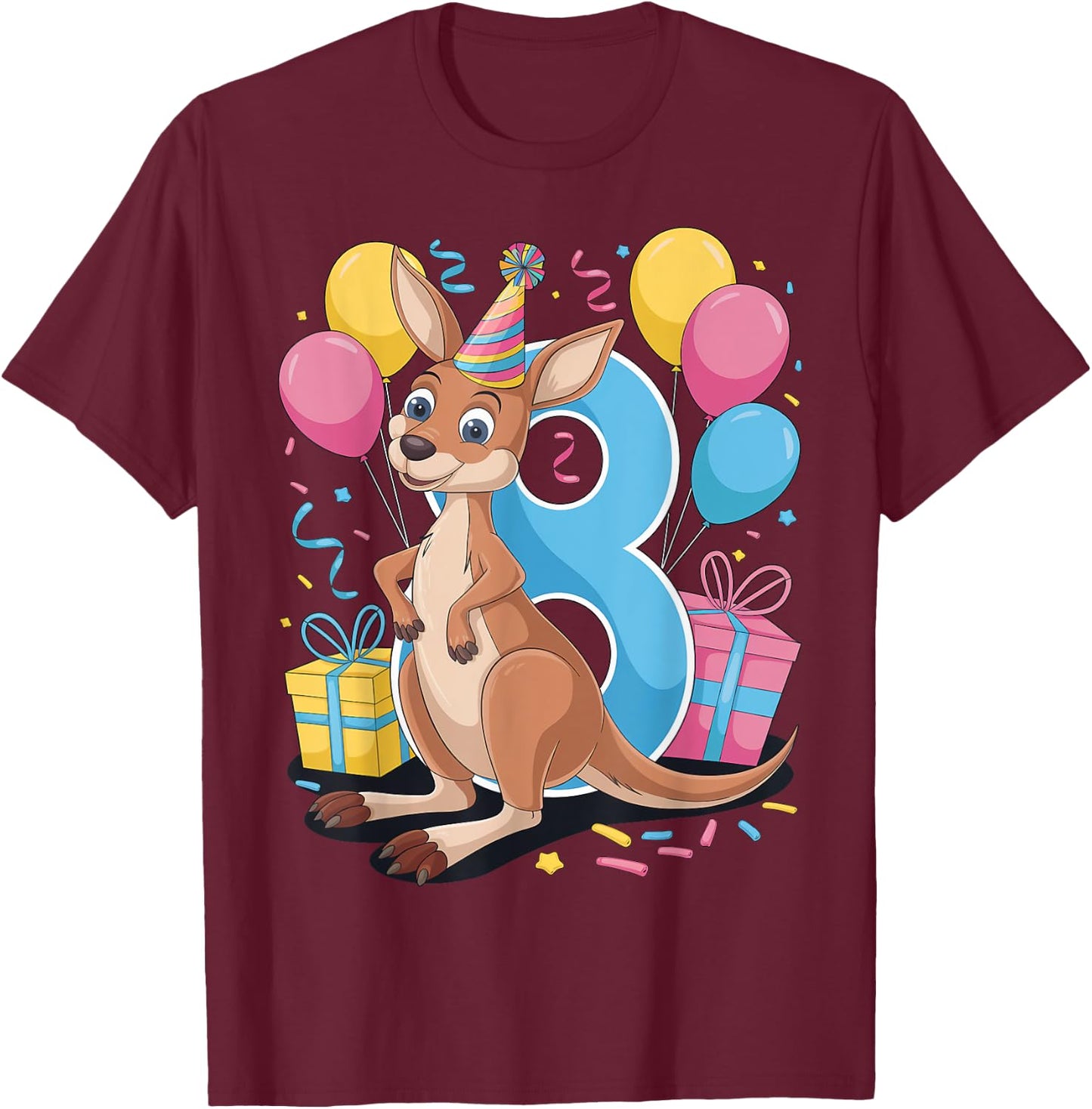 Kangaroo 8th birthday boy girl 8 years old eighth Kangaroo T-Shirt - T-Shirt | Maroon