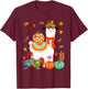 Thanksgiving Llama With Turkey Fall Pumpkins Lover Farmer T-Shirt - T-Shirt | Maroon