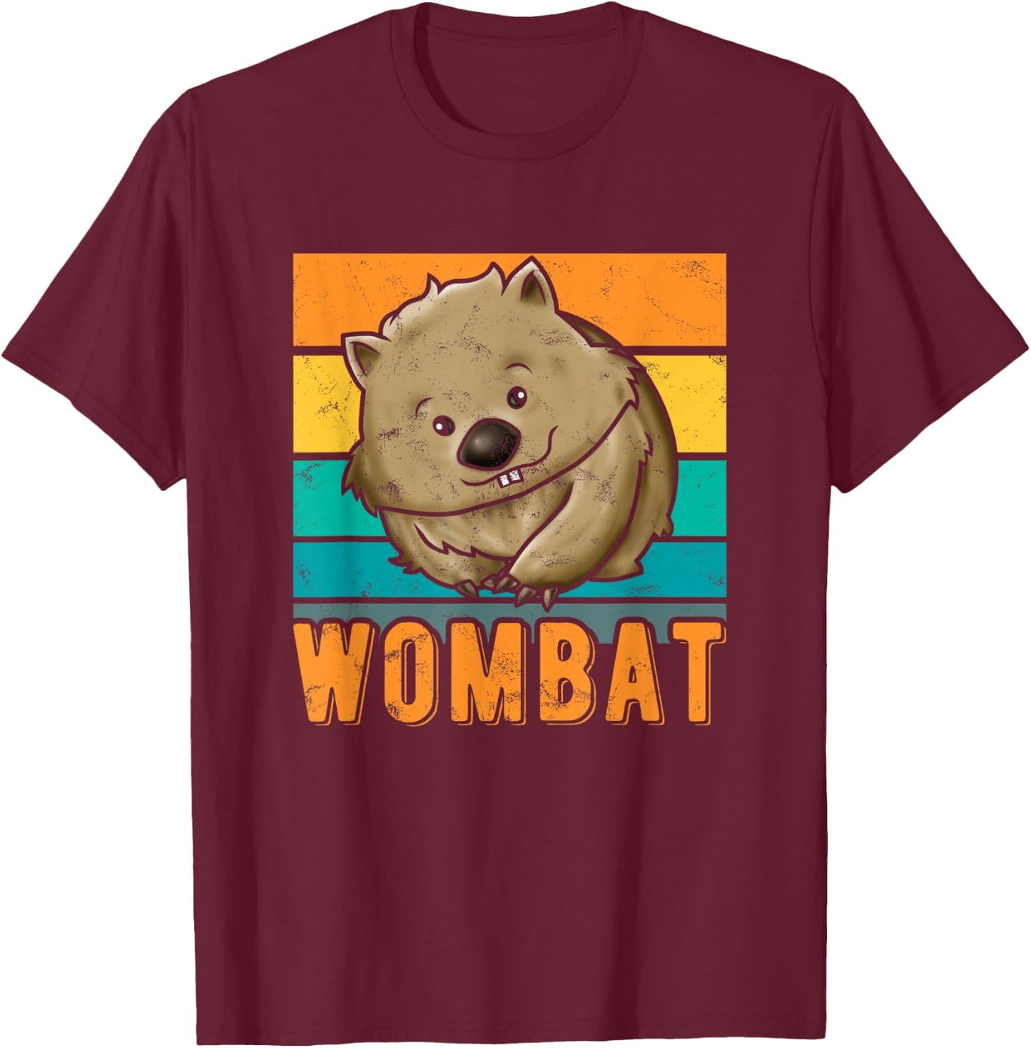 Retro Wombat T-Shirt - T-Shirt | Maroon