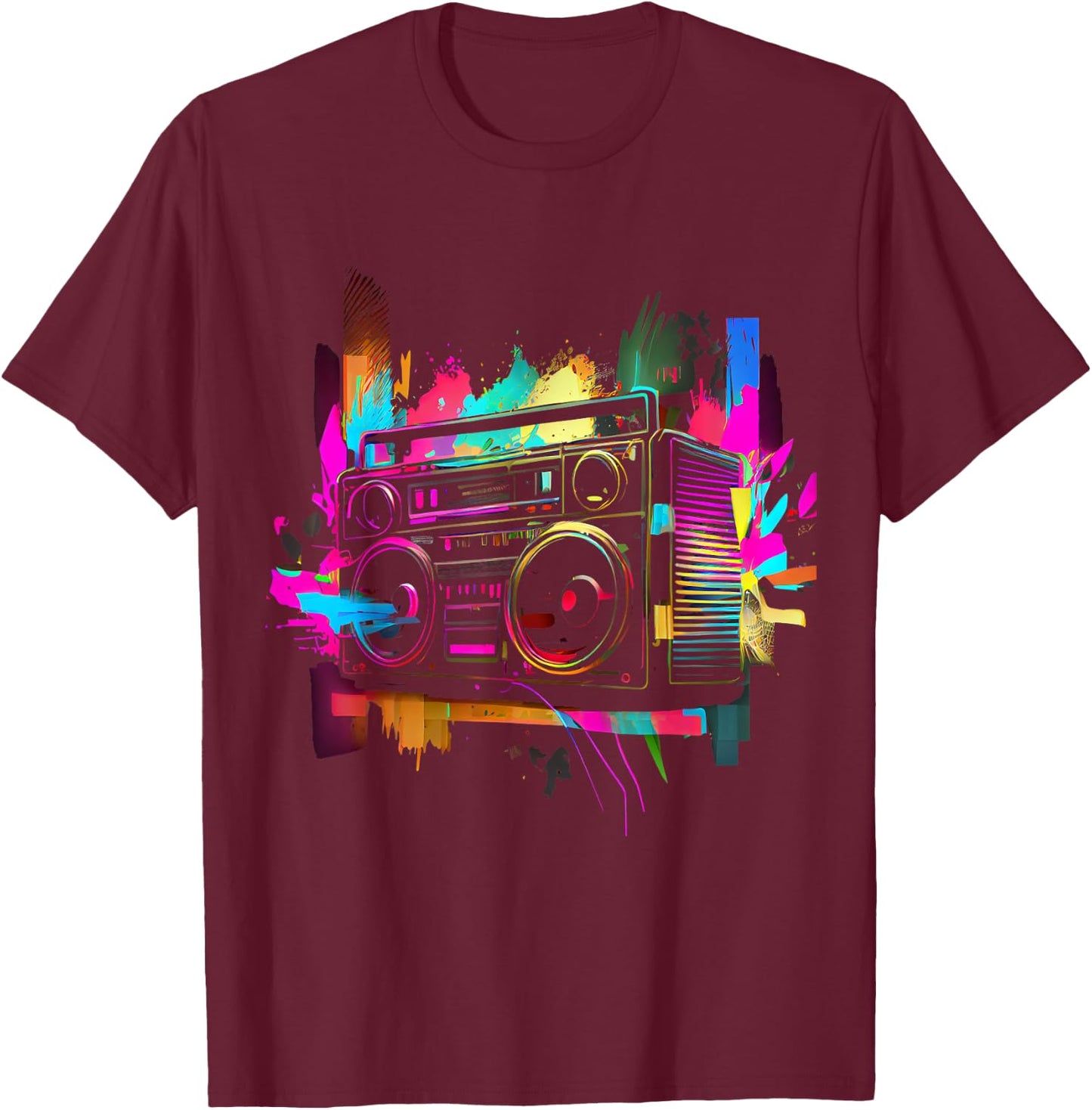 80s 90s Retro Party Fancy Dress Cassette , black T-Shirt - T-Shirt | Maroon