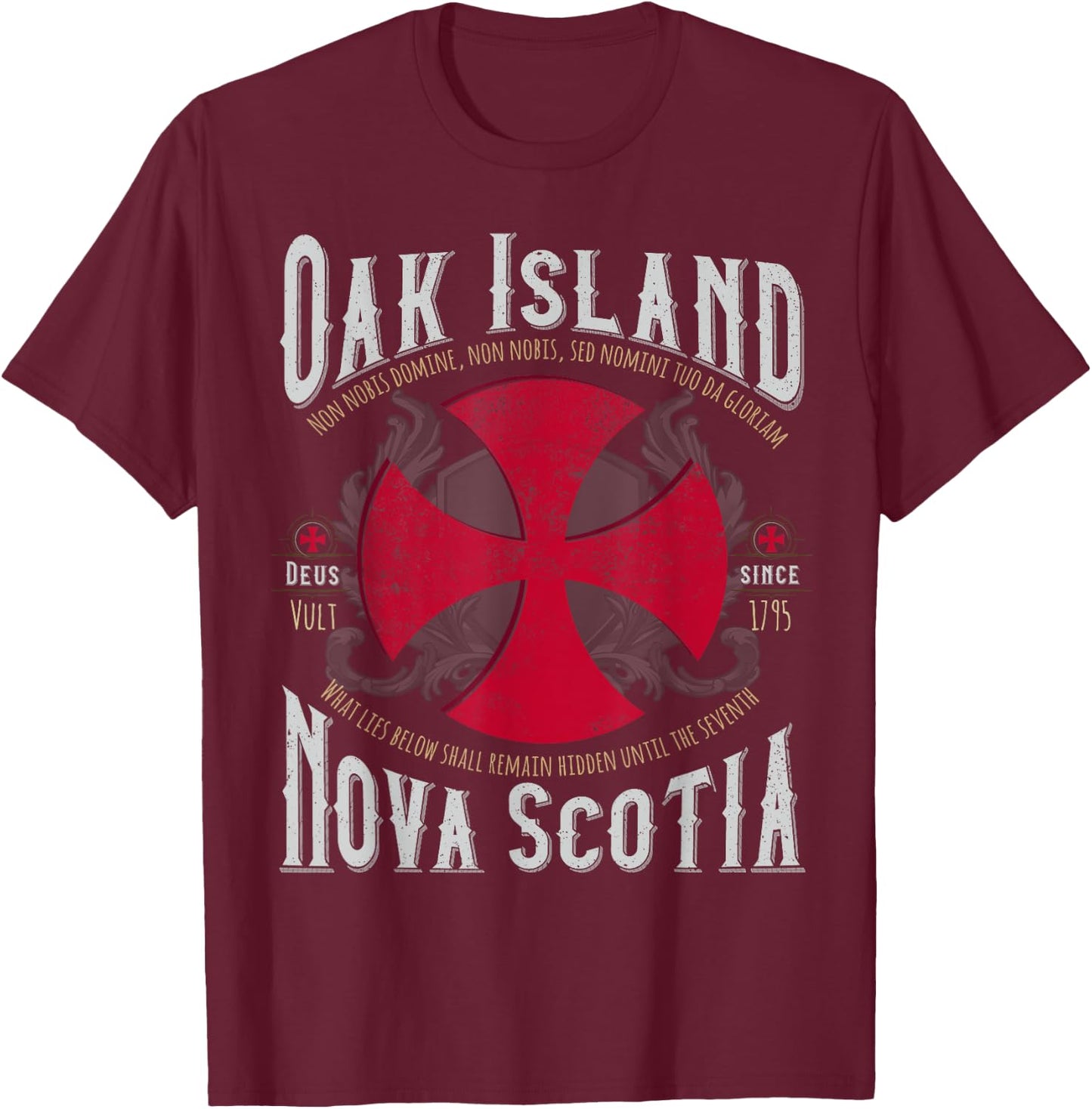 Templar Cross Oak Island Nova Scotia T-Shirt - T-Shirt | Maroon