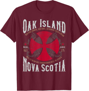 Templar Cross Oak Island Nova Scotia T-Shirt - T-Shirt | Maroon