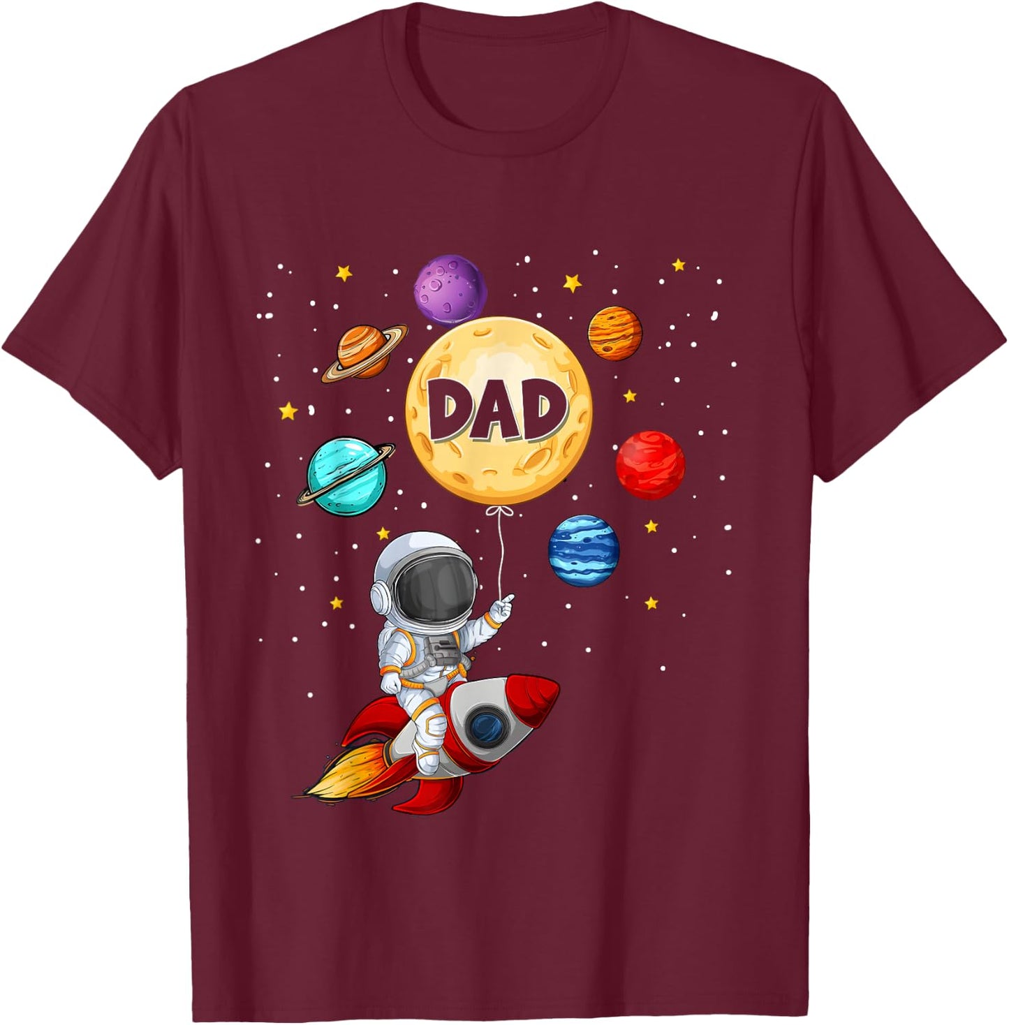 Mom and Dad of The Birthday Boy Astronaut Family Matching T-Shirt - T-Shirt | Maroon