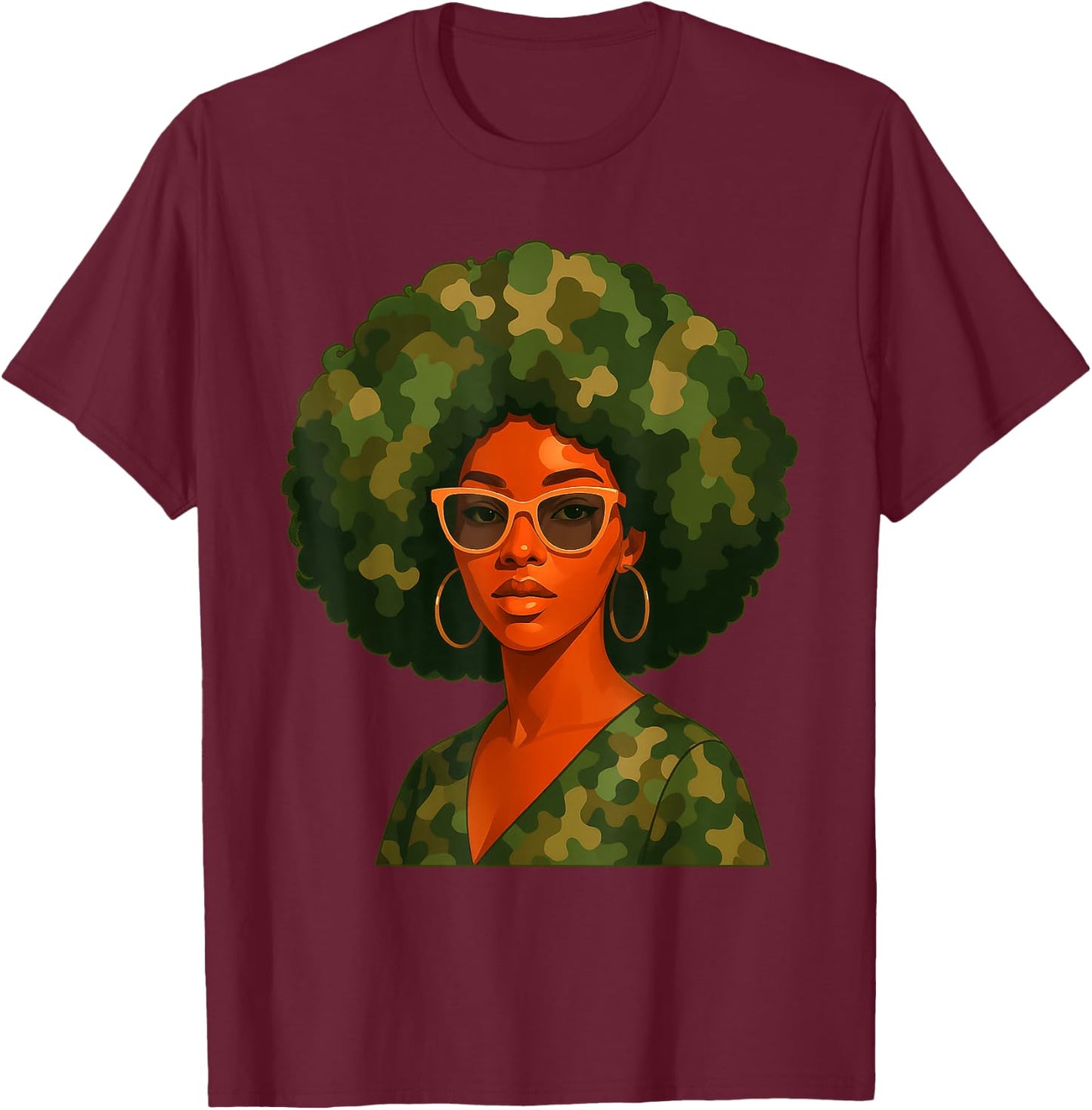 Black Woman Camo Camouflage Juneteenth Black Queen Women T-Shirt - T-Shirt | Maroon