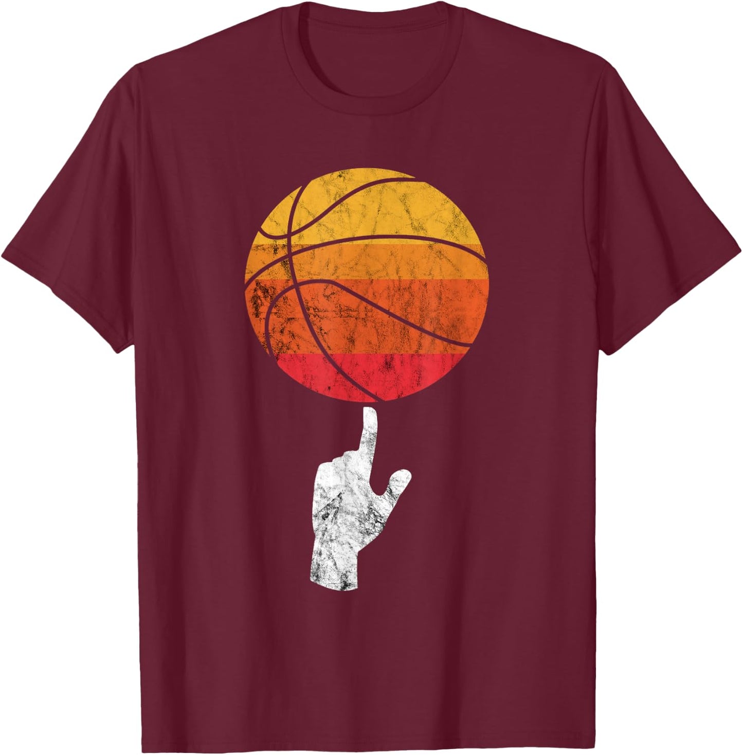 Basketball Playing Basketball Sports Vintage Retro Sunset T-Shirt - T-Shirt | Maroon
