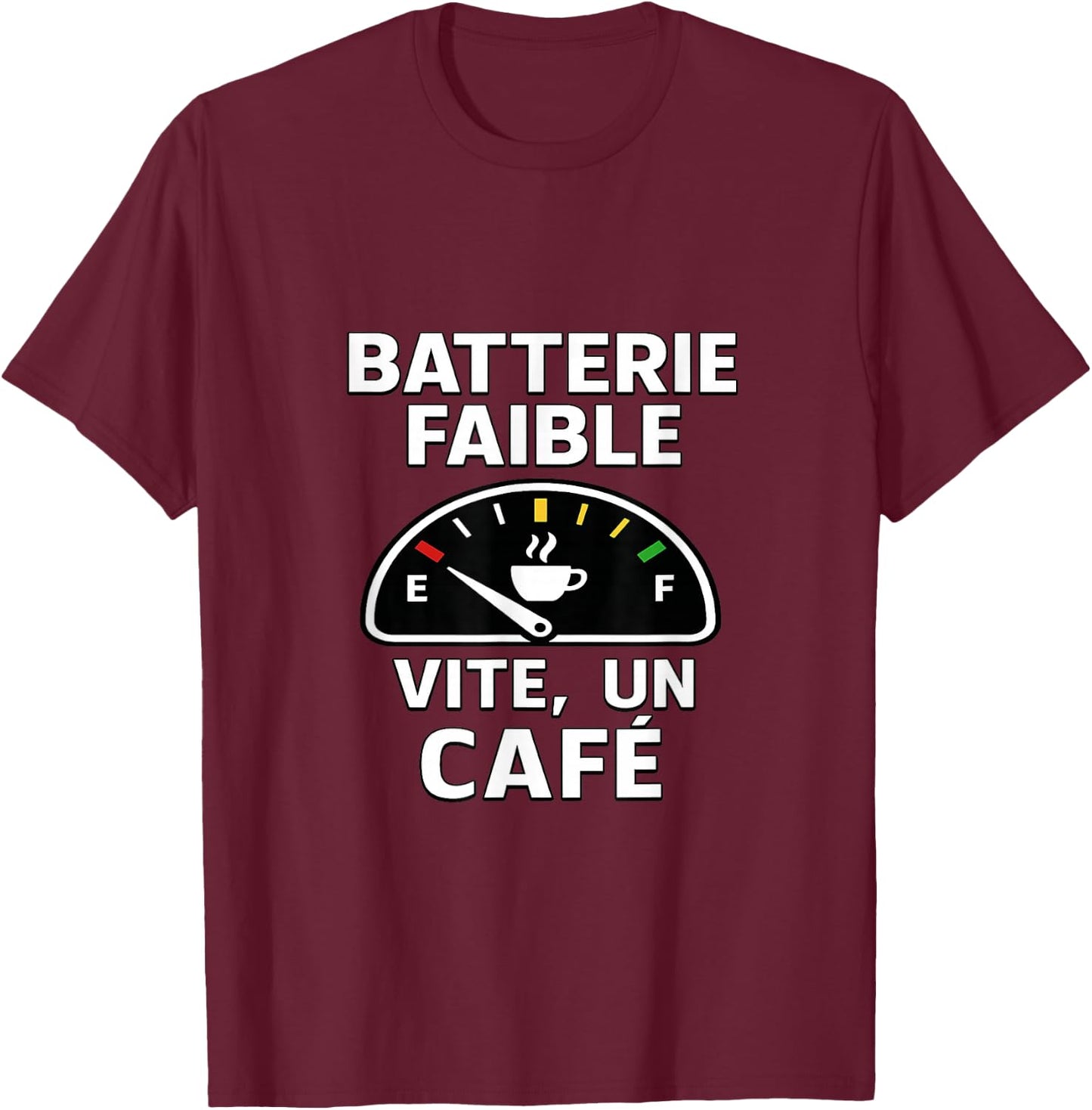 Coffee Humour – Low Battery, Fast A Coffee Caffeine T-Shirt - T-Shirt | Maroon