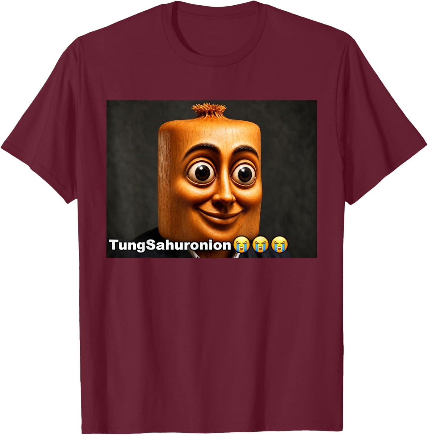 Funny Tung Tung Sahur Sonion Brainrot Meme T-Shirt - T-Shirt | Maroon