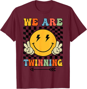 We're Twinning with My Bestie Retro Twin Day Spirit Week T-Shirt - T-Shirt | Maroon