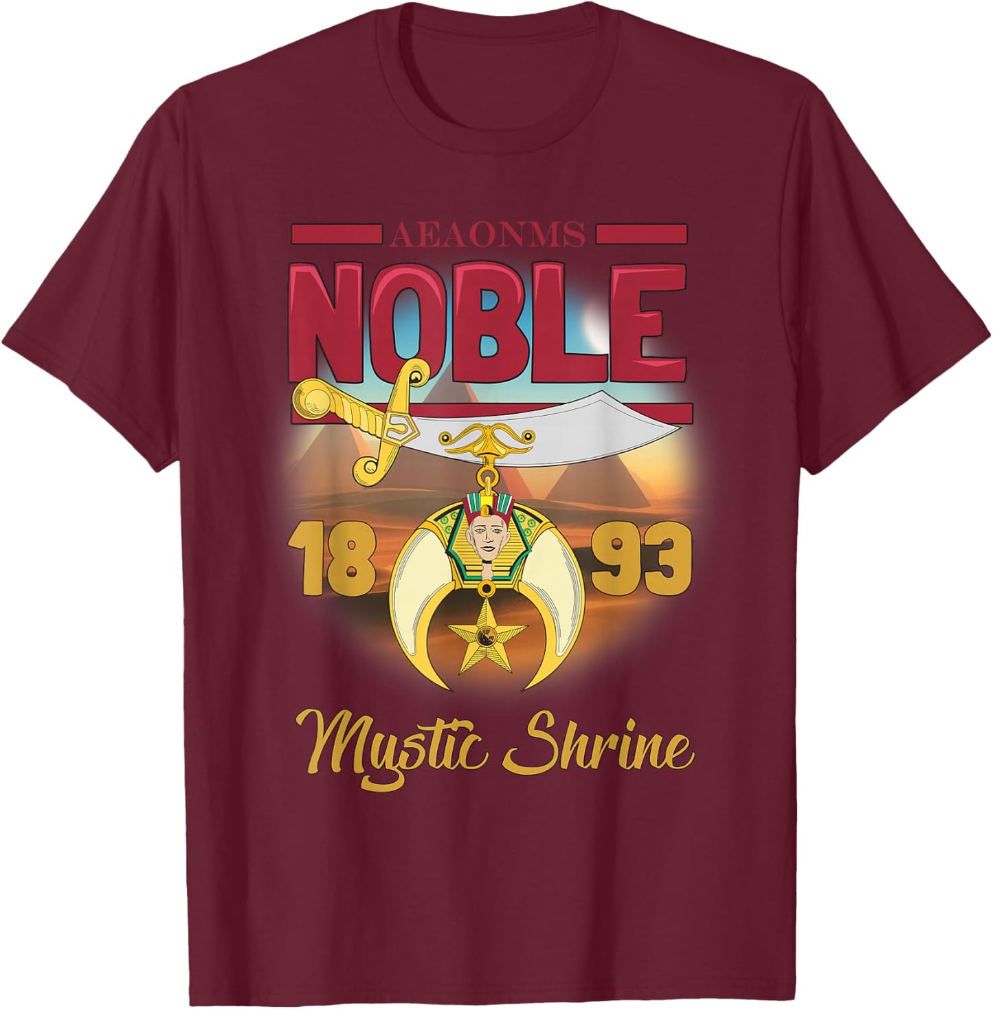 Noble 1893 AEAONMS Shrine PHA Prince Hall Shriner T-Shirt - T-Shirt | Maroon