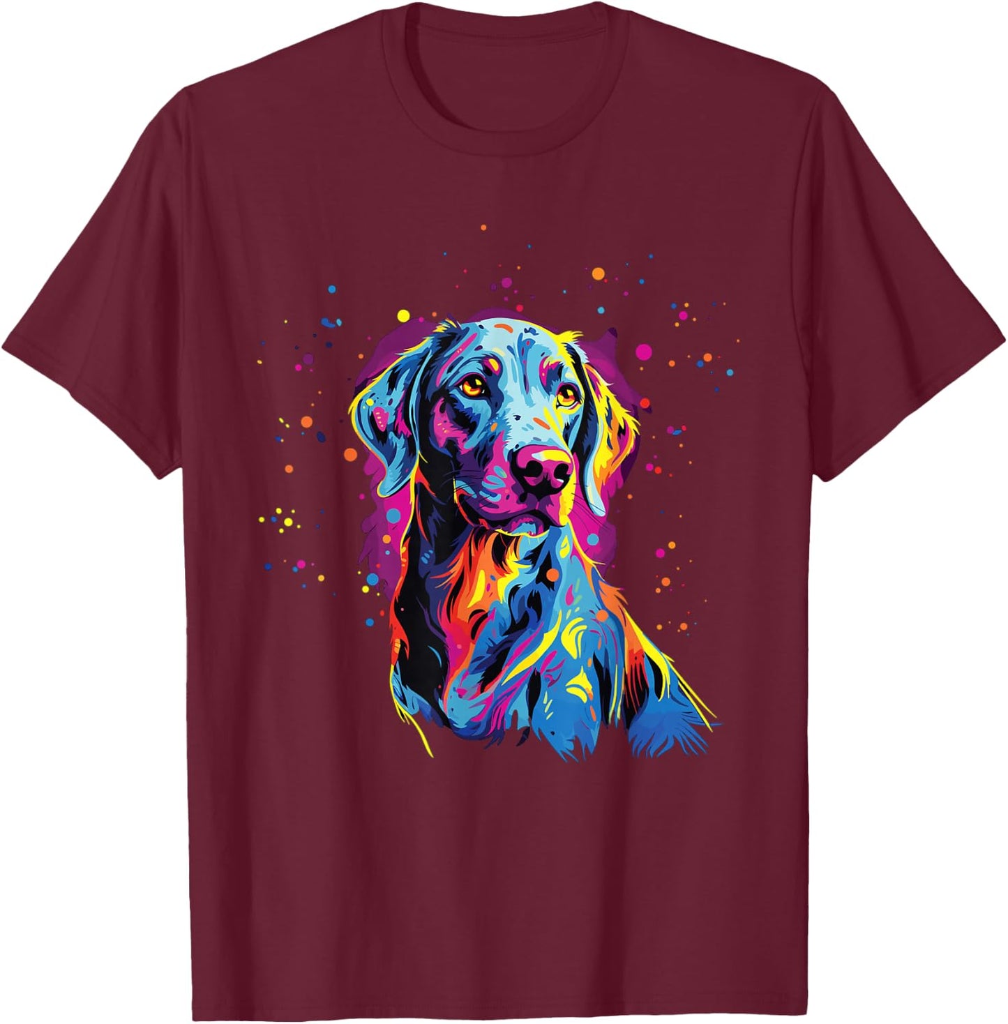 Watercolor Colorful Louisiana Catahoula Leopard Dogs T-Shirt - T-Shirt | Maroon