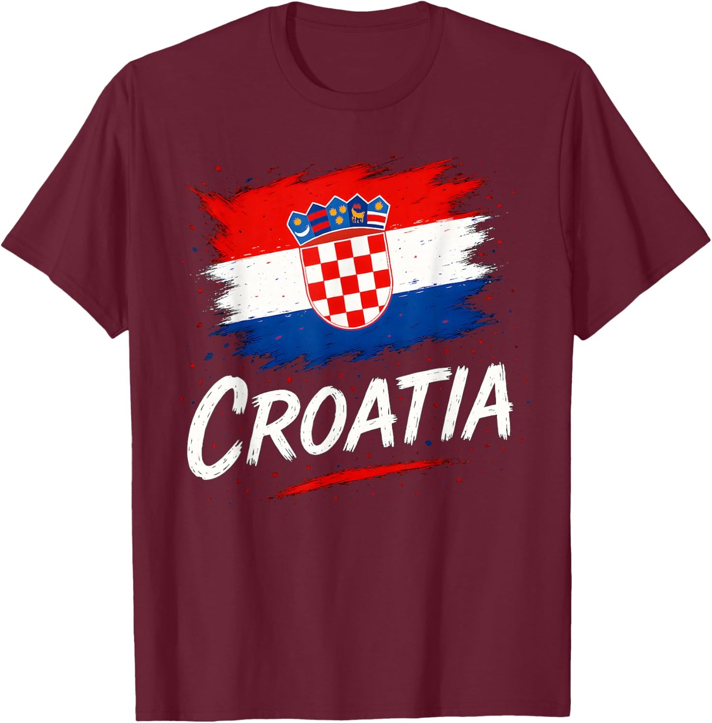 Croatia Croatian Flag T-Shirt - T-Shirt | Maroon