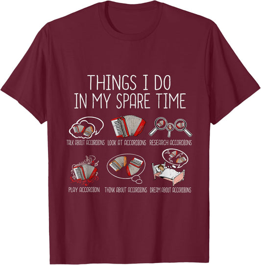 Accordion Player Men Folk Music Lover Accordion T-Shirt - T-Shirt | Maroon