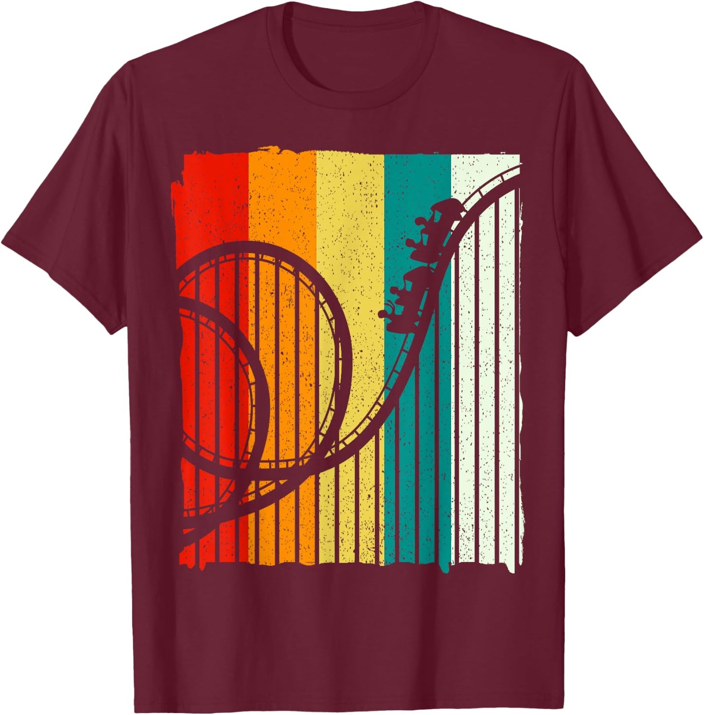 Retro Vintage Roller Coaster Amusement Park T-Shirt - T-Shirt | Maroon