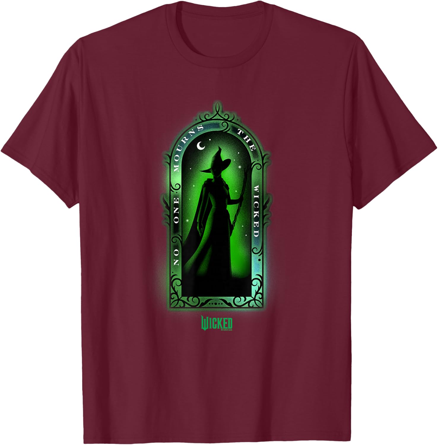 Wicked Elphaba No One Mourns The Wicked , Black, S T-Shirt - T-Shirt | Maroon