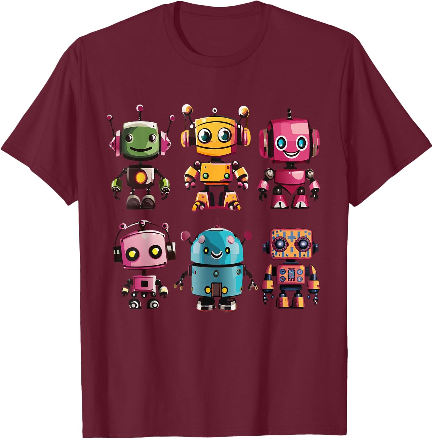 Robots, Space Tech and Robotics - Kinder - - Kurzarm - - Robotik für Kinder - Schwarz - S T-Shirt - T-Shirt | Maroon