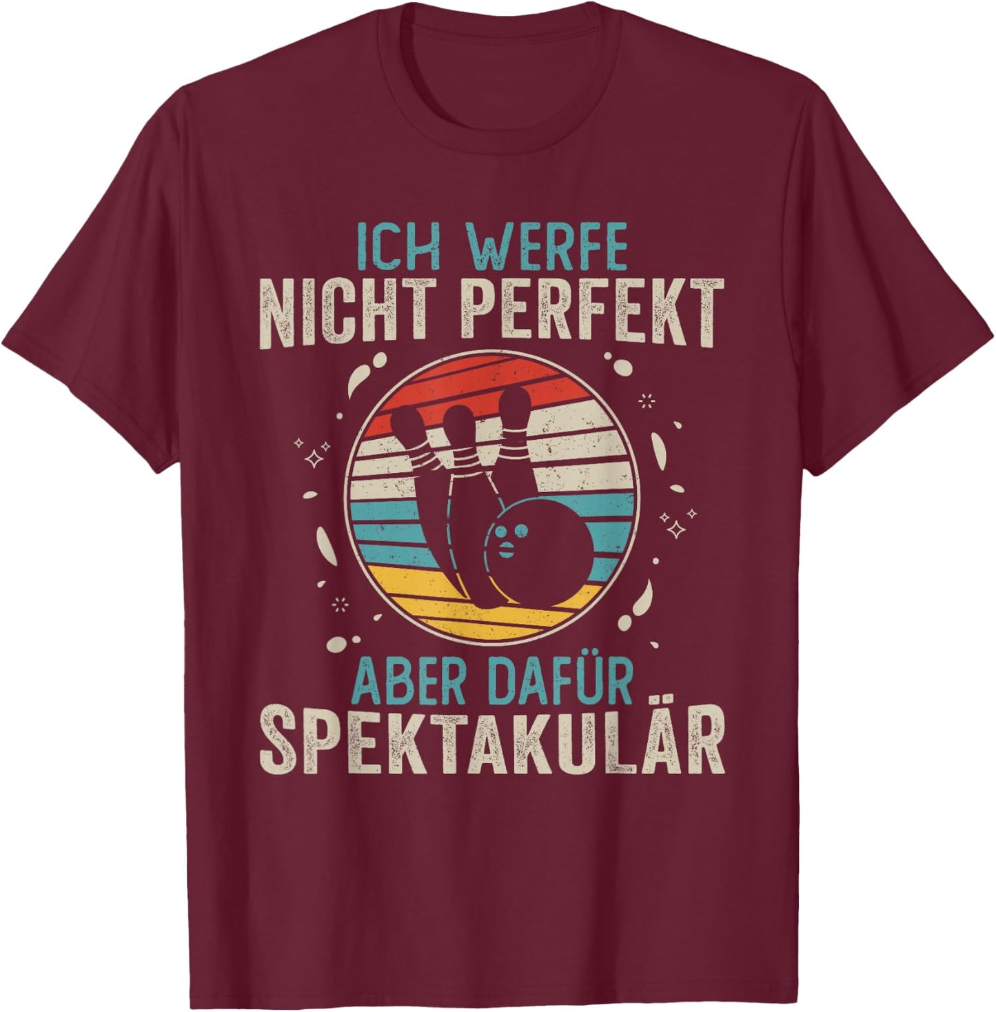 Bowling Geschenke Damen Herren Bowling Sprüche Retro Bowling T-Shirt - T-Shirt | Maroon