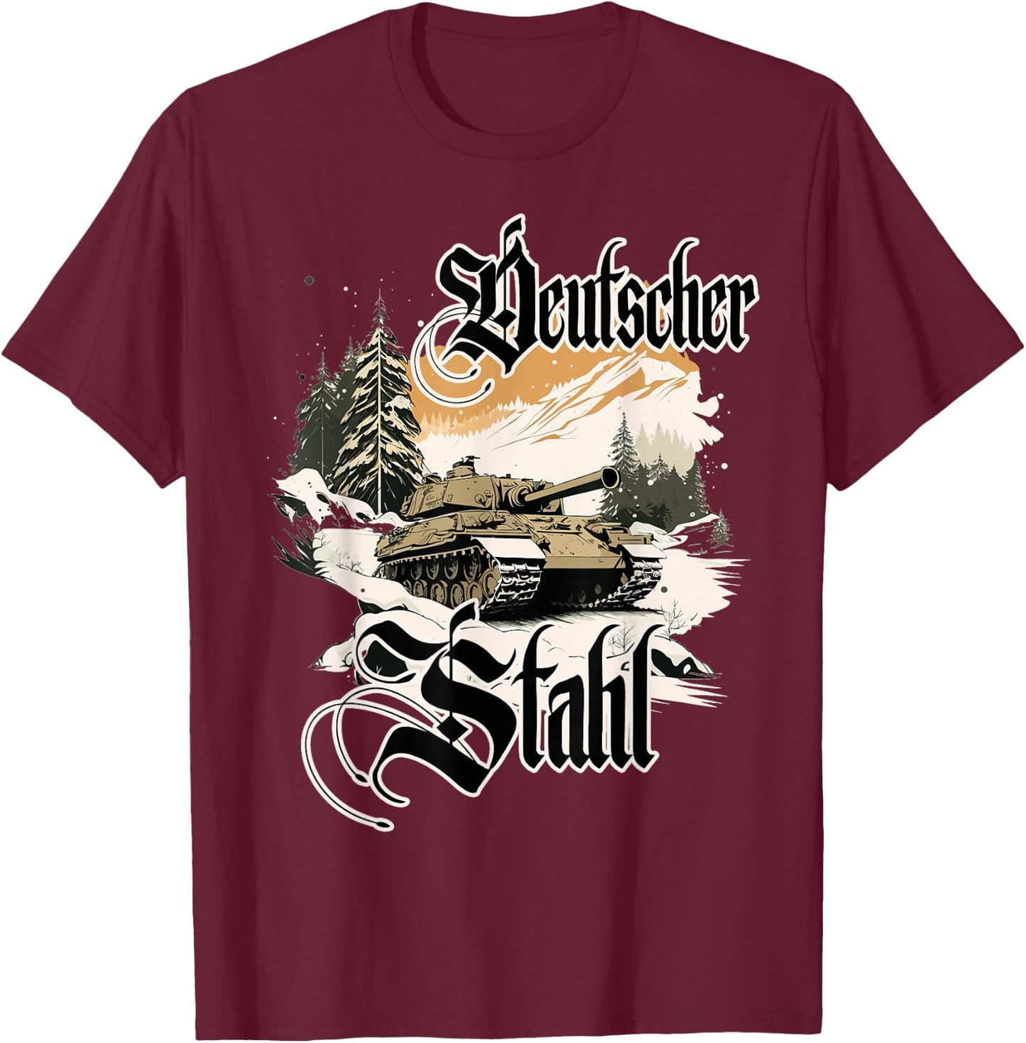 Deutscher Stahl Tiger Panzer 2 WK Panzerfahrer Soldaten T-Shirt - T-Shirt | Maroon