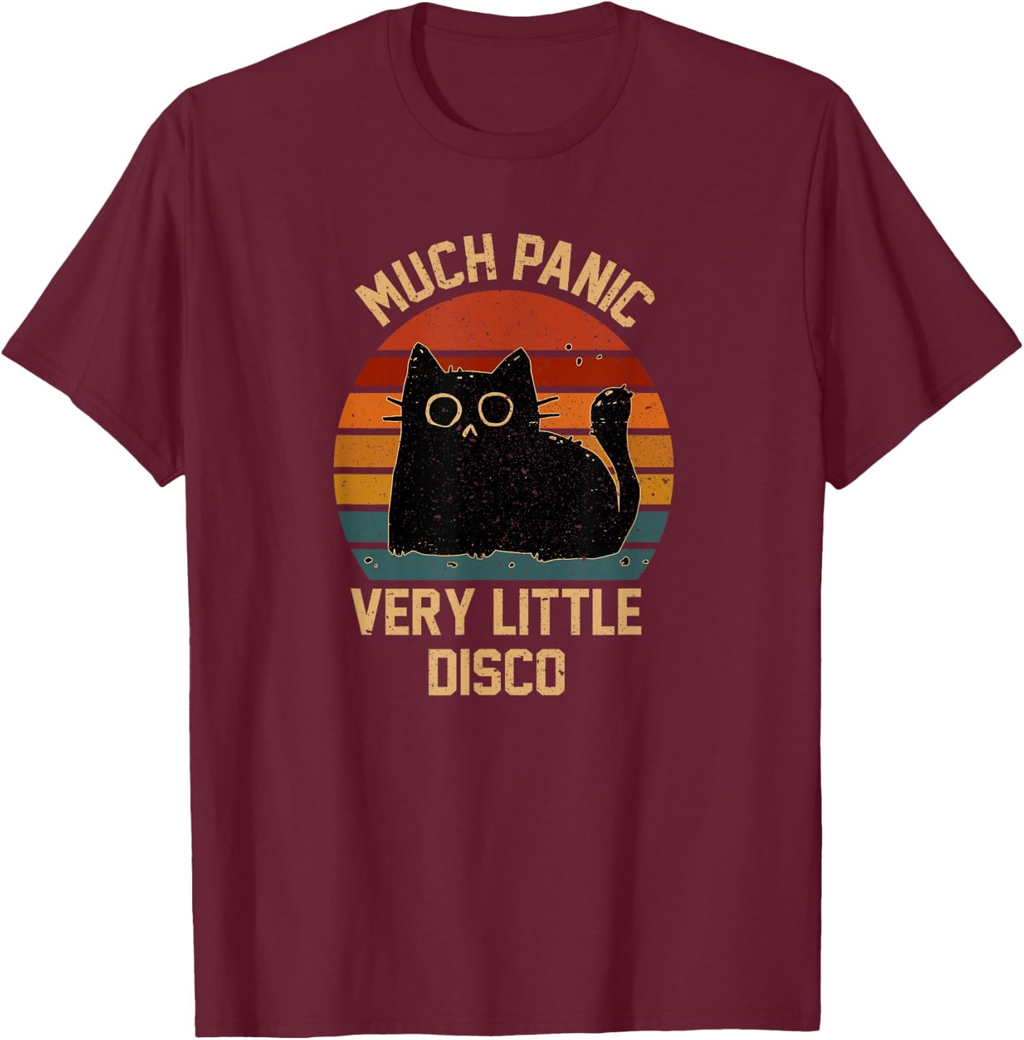 Much Panic Very Little Disco Funny Cat Japanese T-Shirt - T-Shirt | Maroon