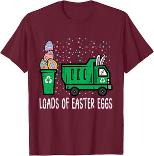 Kids Loads Of Easter Eggs Garbage Truck Toddler Boys Kids Youth T-Shirt - T-Shirt | Maroon