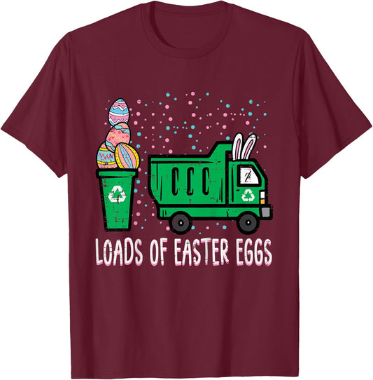 Kids Loads Of Easter Eggs Garbage Truck Toddler Boys Kids Youth T-Shirt - T-Shirt | Maroon