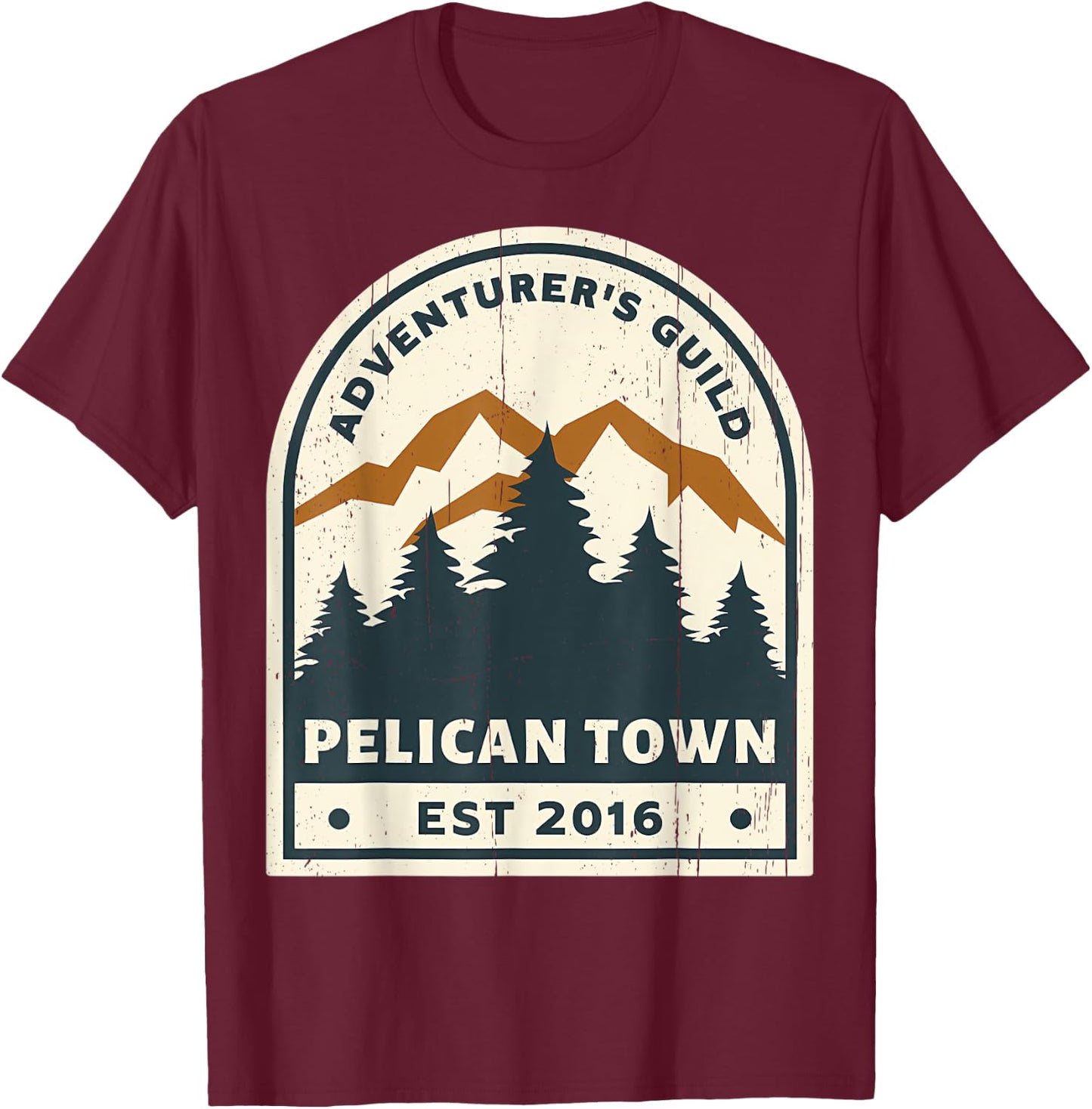 Adventurer Vintage Pelican Town 2016 Mountain Hiking T-Shirt - T-Shirt | Maroon