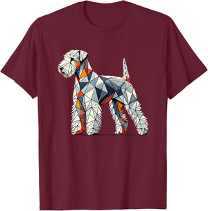 Geometric Art Bedlington Terrier Rothbury Terrier T-Shirt - T-Shirt | Maroon