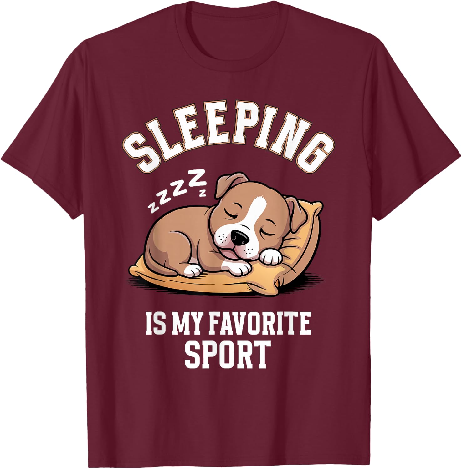 American Staffordshire Terrier Sleeping is My Favorite Sport T-Shirt - T-Shirt | Maroon