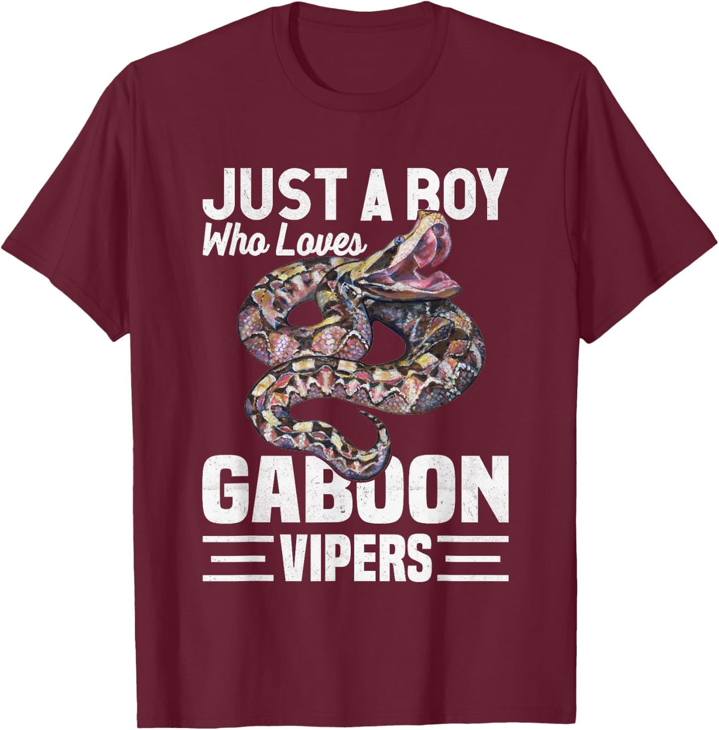 Just A Boy Who Loves Gaboon Vipers Snake Owner T-Shirt - T-Shirt | Maroon