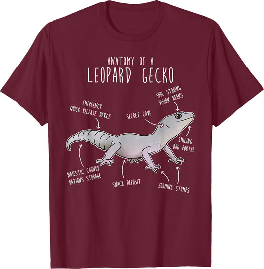 Blizzard Leopard Gecko Lizard Reptile Anatomy, Funny Pet Mom T-Shirt - T-Shirt | Maroon