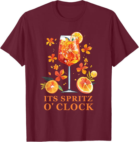 Its Spritz O Clock Aperrollin Outfit for Cocktail Sayings , black, S T-Shirt - T-Shirt | Maroon