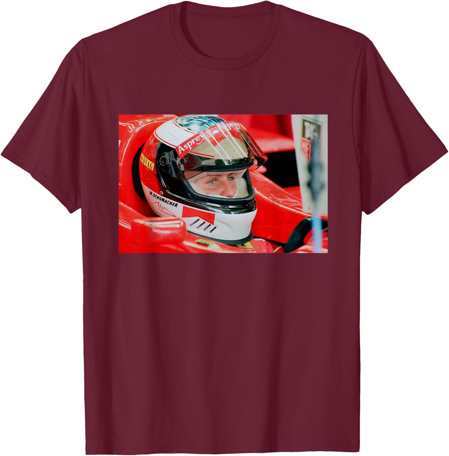 Rennfahrer Michael Schumacher Motor bei GP Silverstone T-Shirt - T-Shirt | Maroon