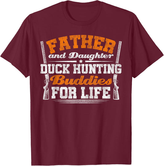 Duck Hunting Hunter Dad Daughter Vintage Father And Daughter T-Shirt - T-Shirt | Maroon