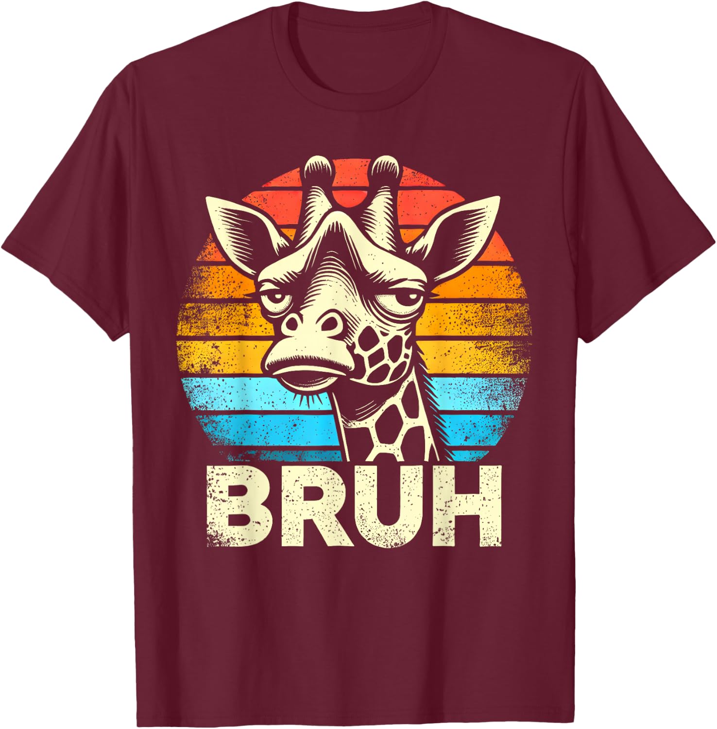 Funny Graphic Meme Giraffe Bruh for Boys Girls Men Women T-Shirt - T-Shirt | Maroon
