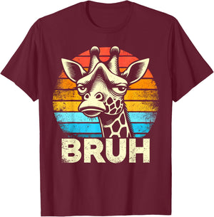 Funny Graphic Meme Giraffe Bruh for Boys Girls Men Women T-Shirt - T-Shirt | Maroon