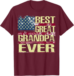 Best Great Grandpa Ever American Flag T-Shirt - T-Shirt | Maroon