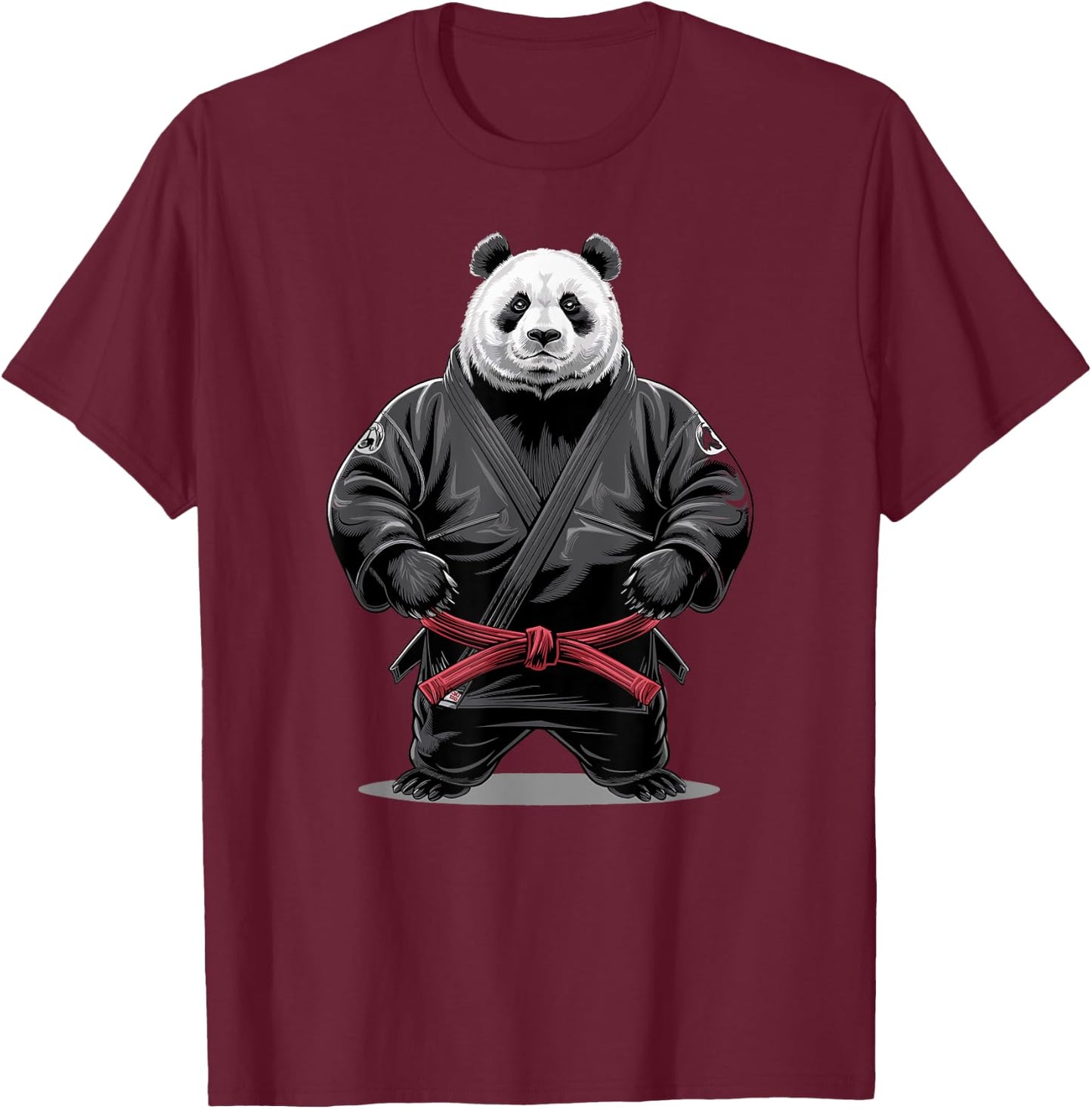 Martial Arts Panda Judo Black Belt Red Fighter T-Shirt - T-Shirt | Maroon