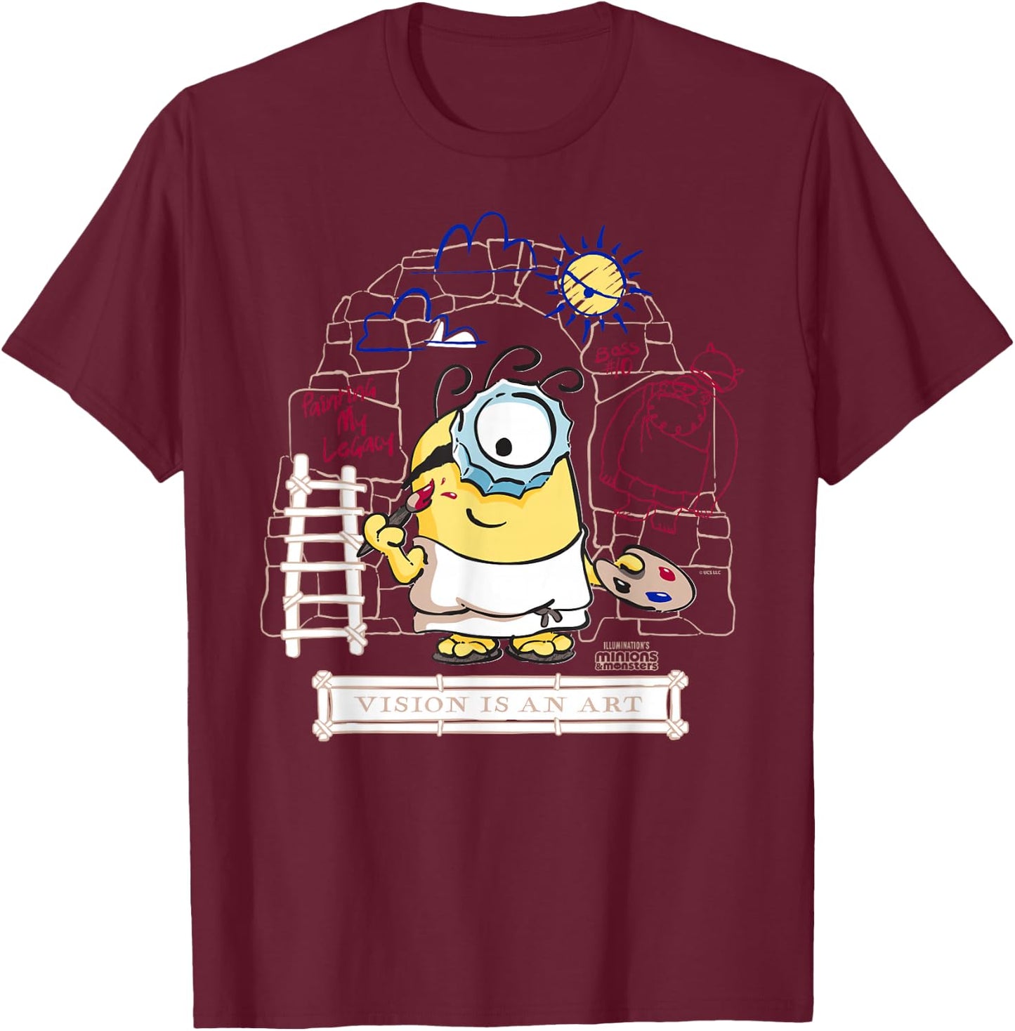 Minions & Monsters Vision is an Art T-Shirt - T-Shirt | Maroon