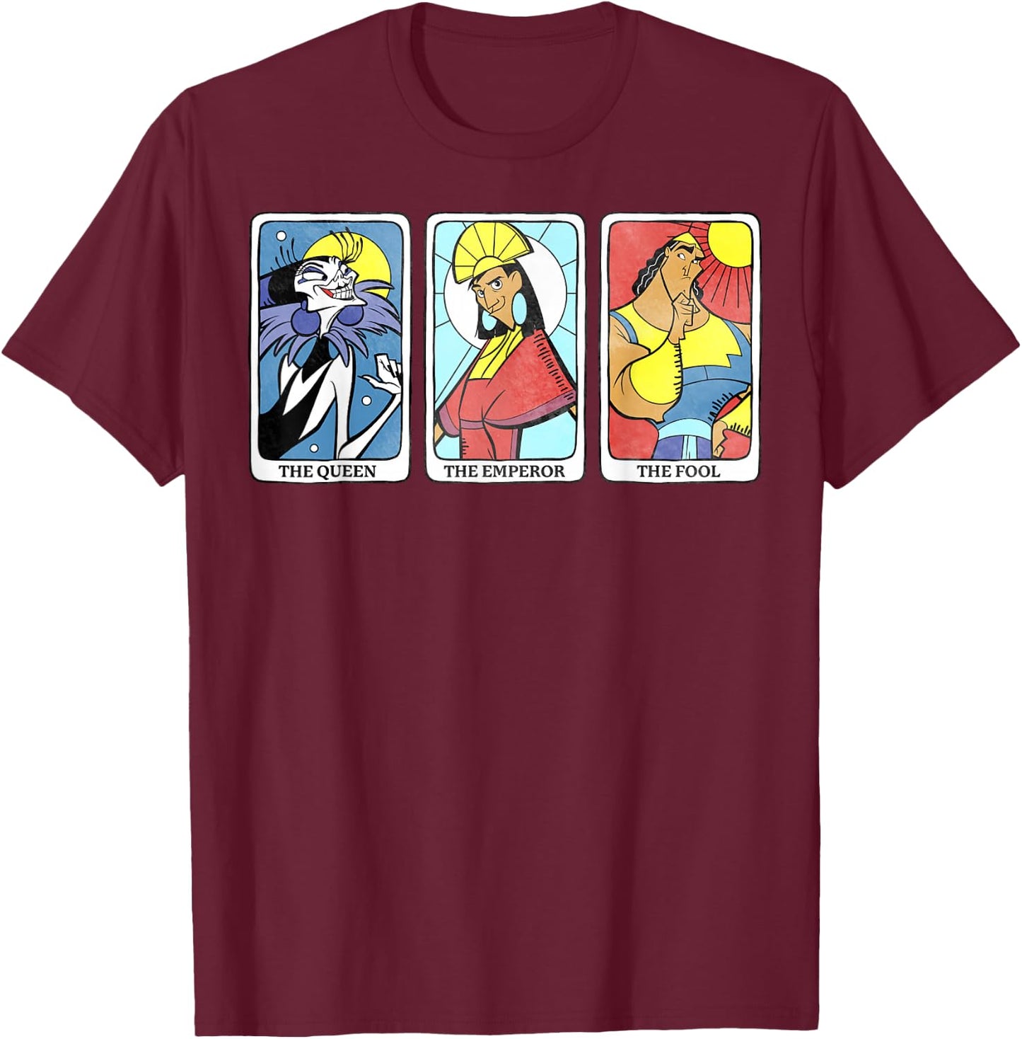 Disney Emperor's New Groove Character Tarot Cards T-Shirt - T-Shirt | Maroon