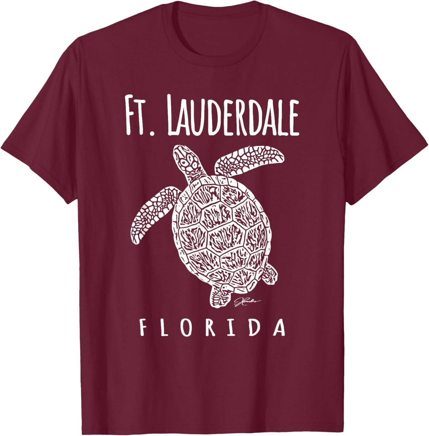 JCombs: Ft. Lauderdale, FL, Sea Turtle, Beach T-Shirt - T-Shirt | Maroon