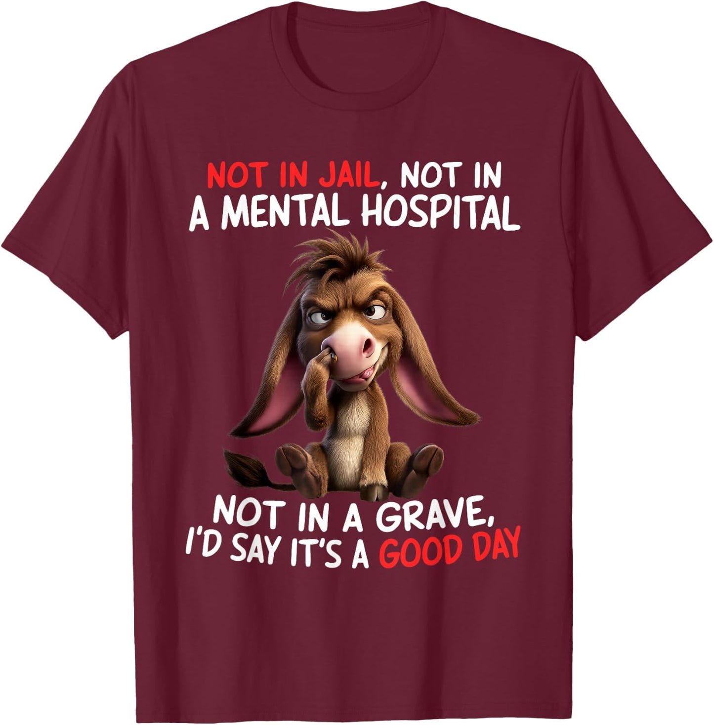 Not in Jail Not in A Mental Hospital Not in A Grave I'd Say T-Shirt - T-Shirt | Maroon