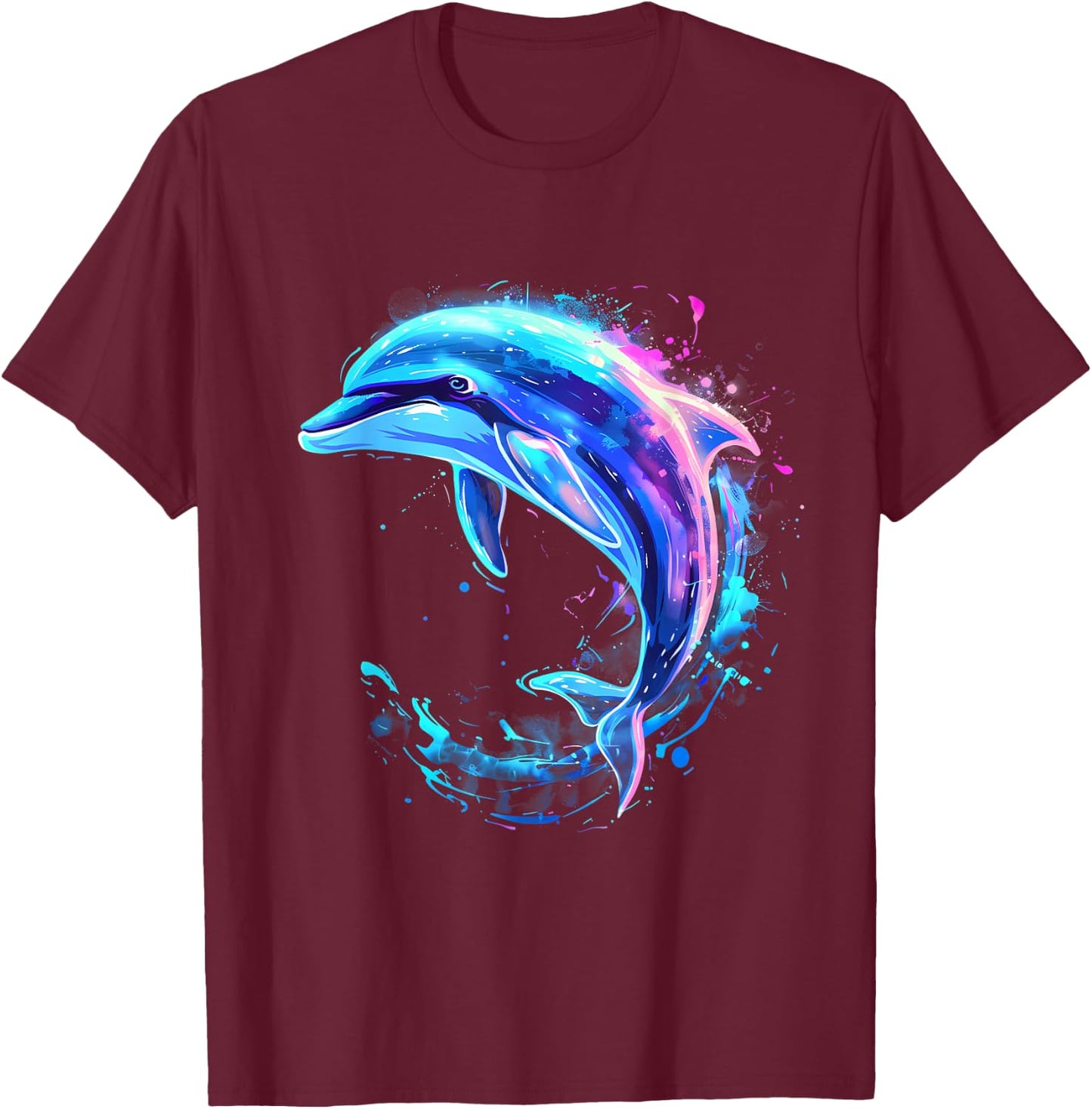 Sea Ocean Animal Art Dolphin Sea Ocean Dolphin Artwork Ocean Sea Animal Lover Black S Classic T-Shirt - T-Shirt | Maroon