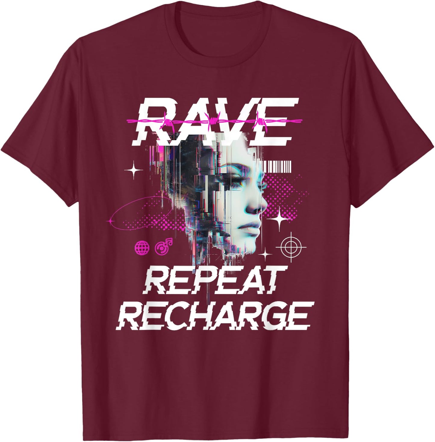 Futuristic Rave T-Shirt - T-Shirt | Maroon