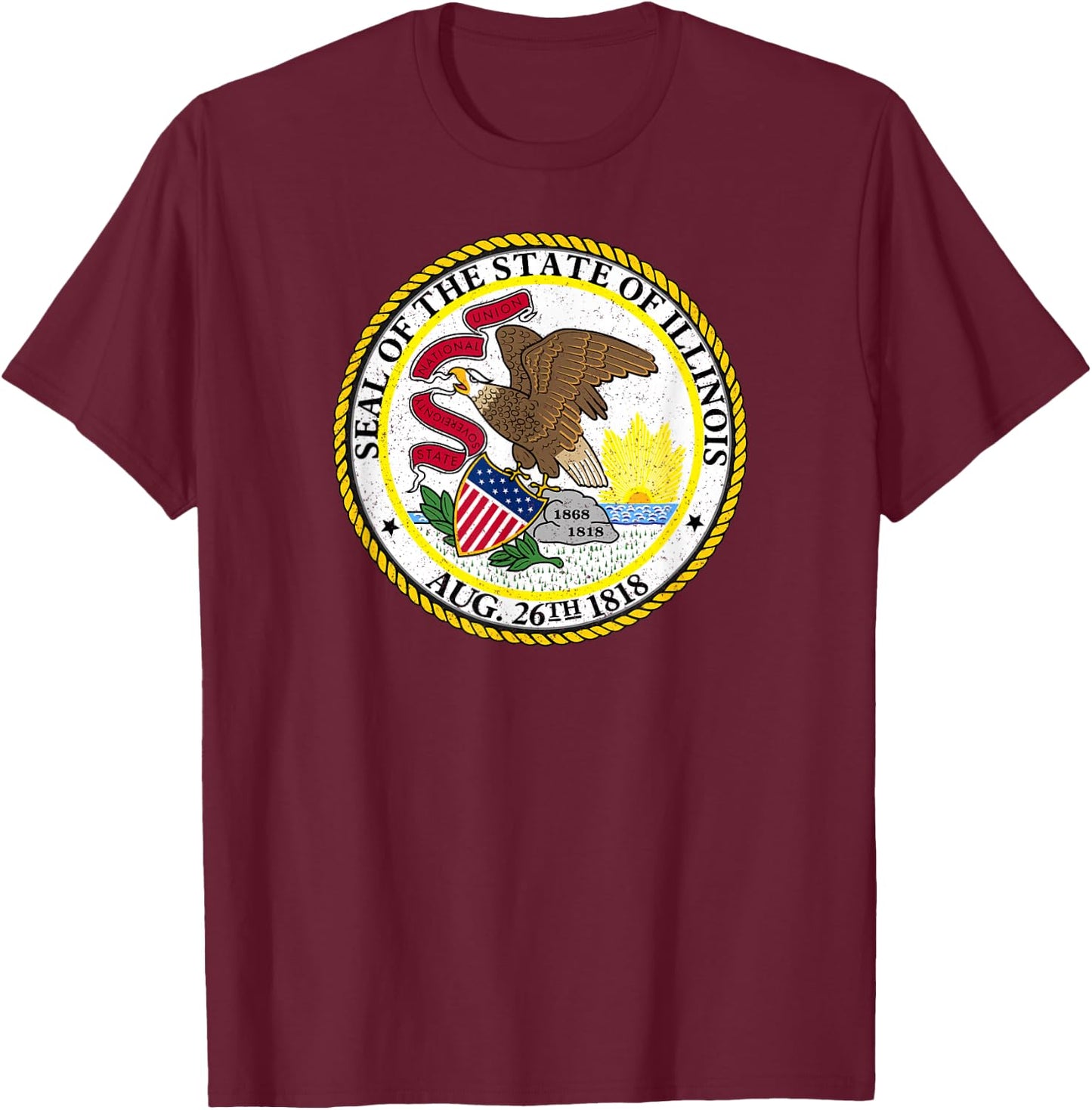 Illinois State Seal Flag T-Shirt - T-Shirt | Maroon