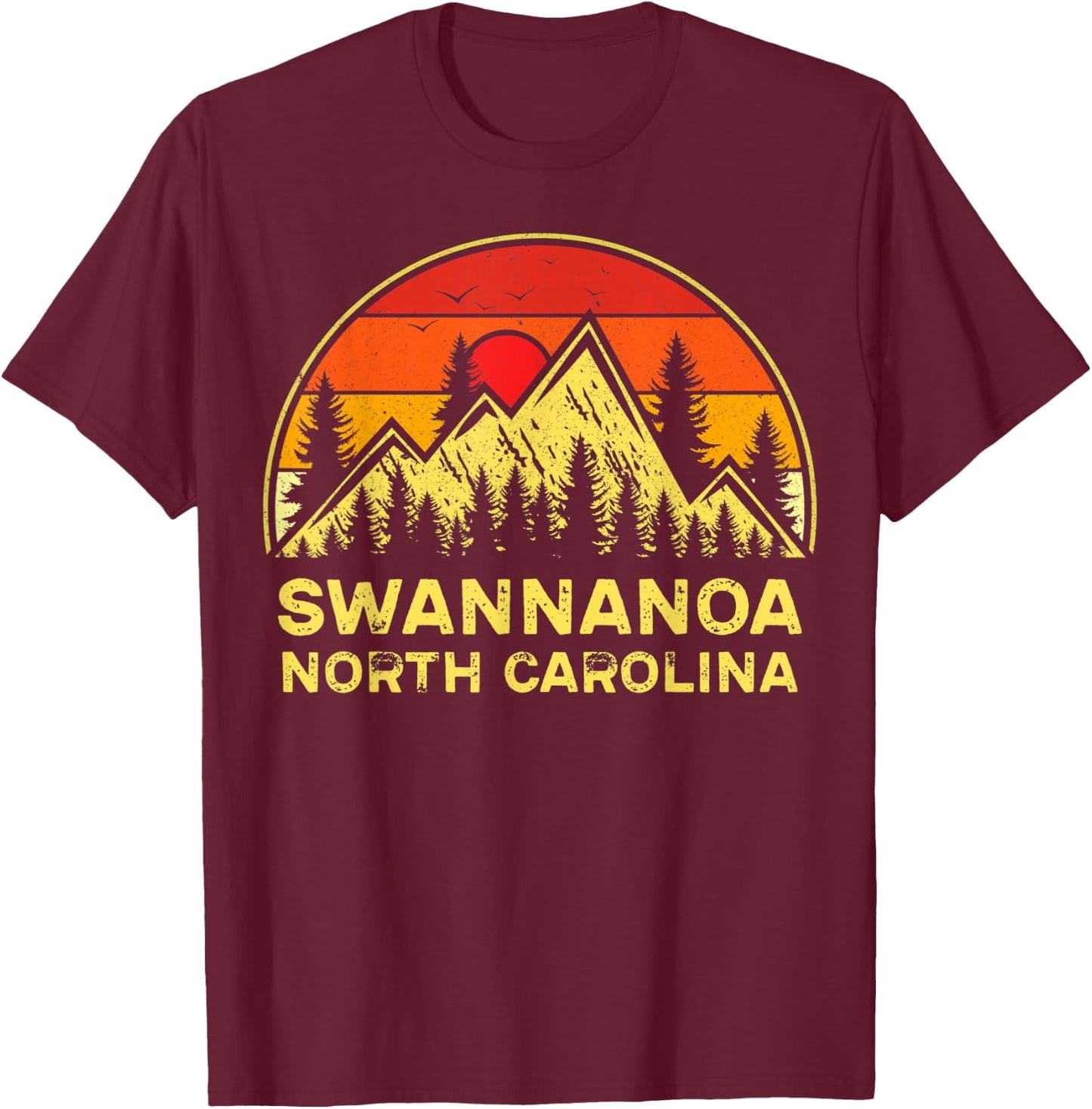 Retro Swannanoa North Carolina Souvenir NC Mountains Hiking T-Shirt - T-Shirt | Maroon
