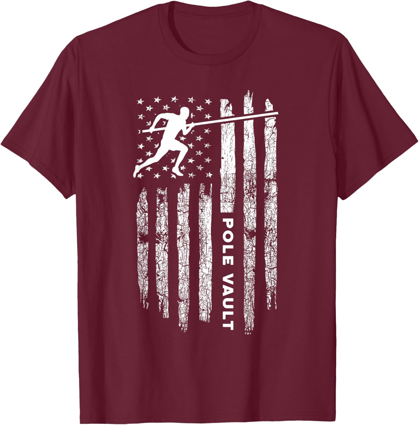 American Flag Pole Vault Apparel - Vintage Pole Vault T-Shirt - T-Shirt | Maroon