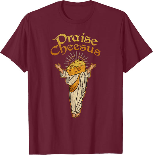 Vintage Praise Cheesus Cheese T-Shirt - T-Shirt | Maroon